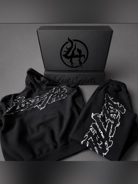 Lost Hills Other - Collectors Box - Lost Hills Black Hoodie & Sweat pants Set w/ White Heavy Weight